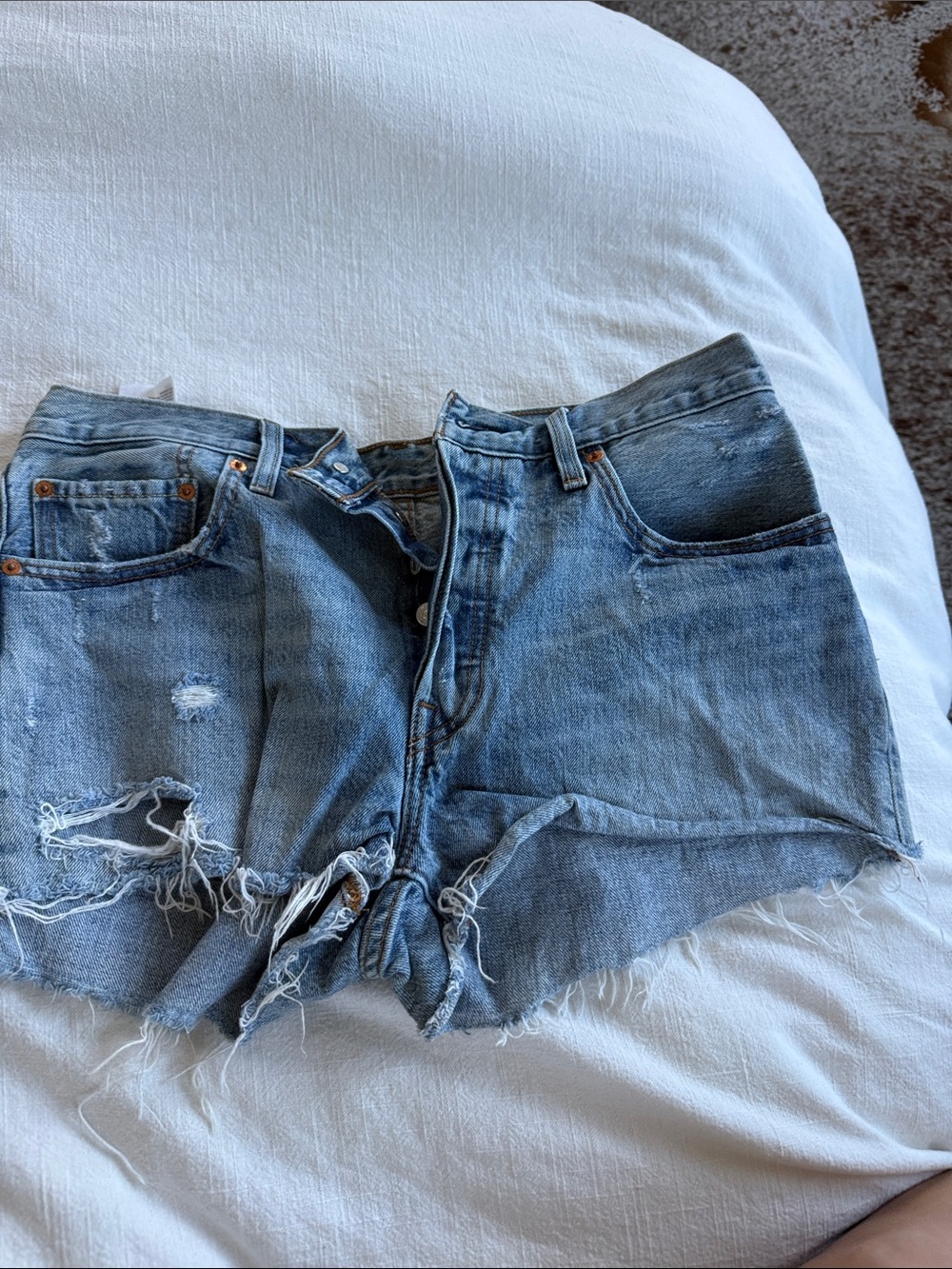 Levi's Distressed Denim Cutoff Shorts - Blue